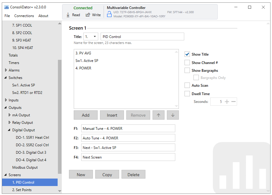 ConsoliDator+ Software Custom Units Settings Screen