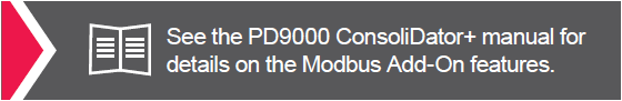 See PD9000 Manual for Modbus Add-On Features