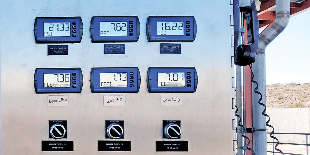 Loop Leaders measuring ammonia tanks level and pressure
