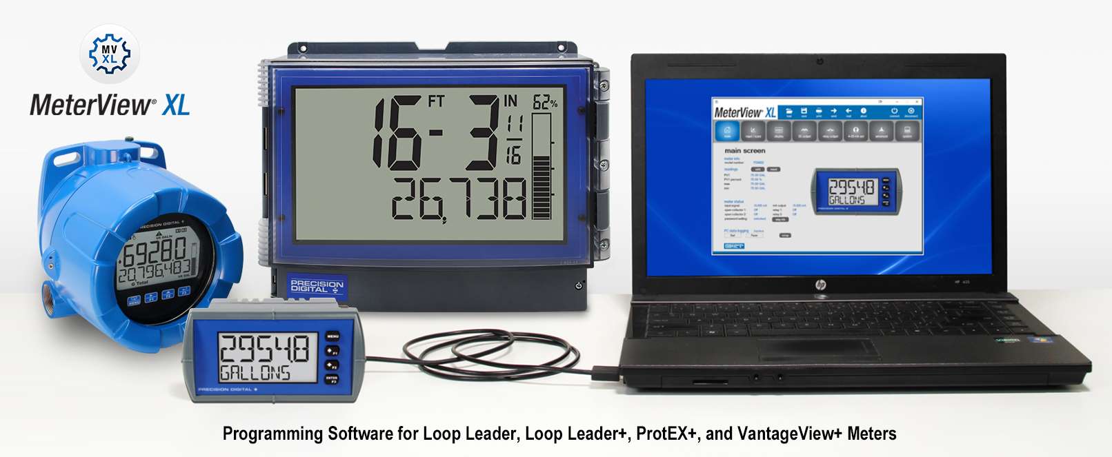 MeterView XL for Loop-Powered Process Meters, Feet & Iinches Level Meters, and Rate/Totalizers