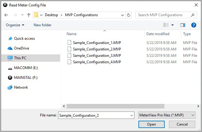 Save Meter View Config File