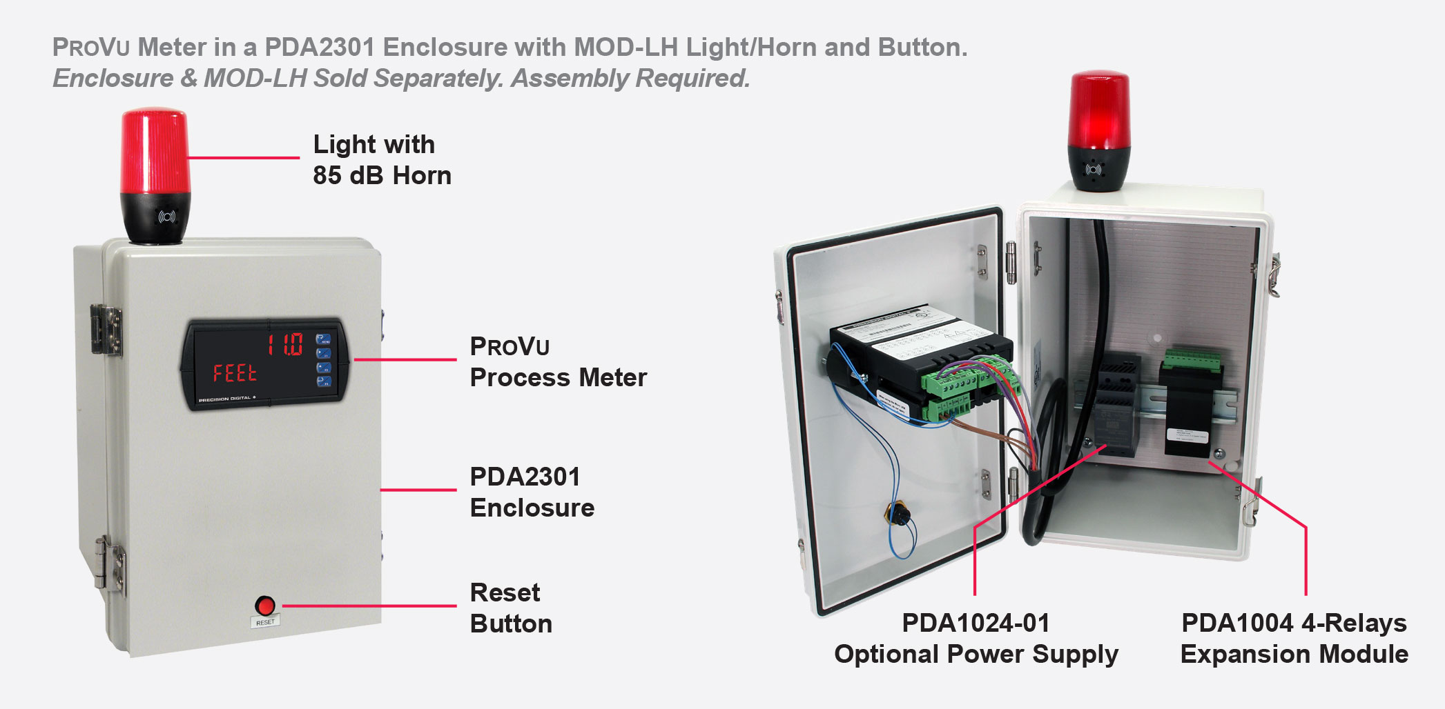 Light / Horn & Reset Button Mounted to Enclosure